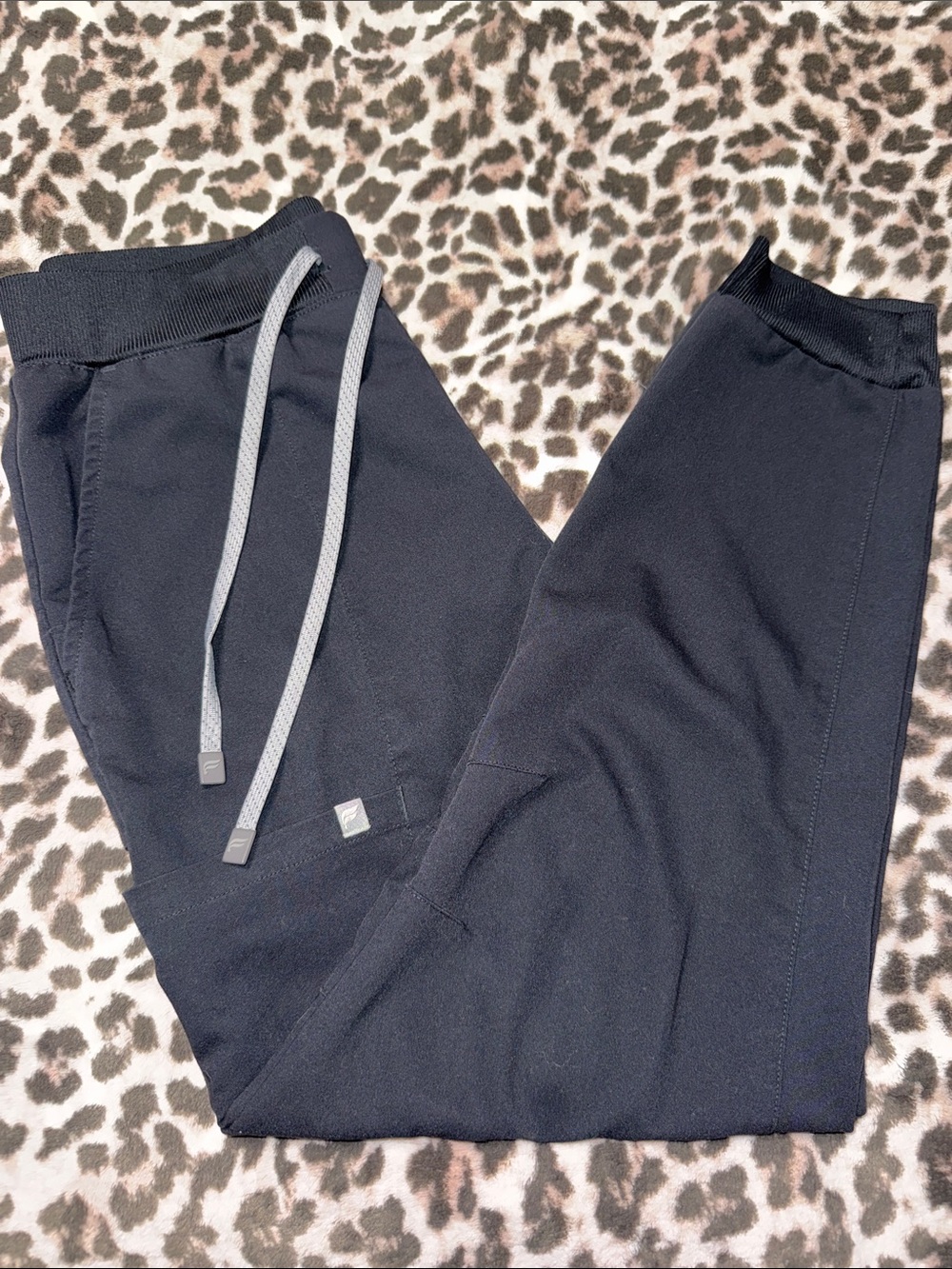 Black Jogger Scrub pants with Grey Drawstrings